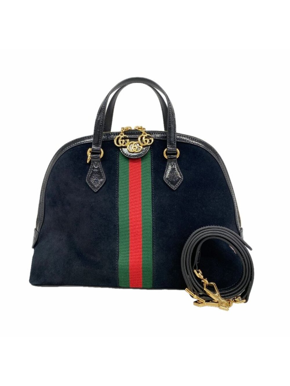 Gucci Handbag Ophidia Suede Black Gold 2-Way Bag
